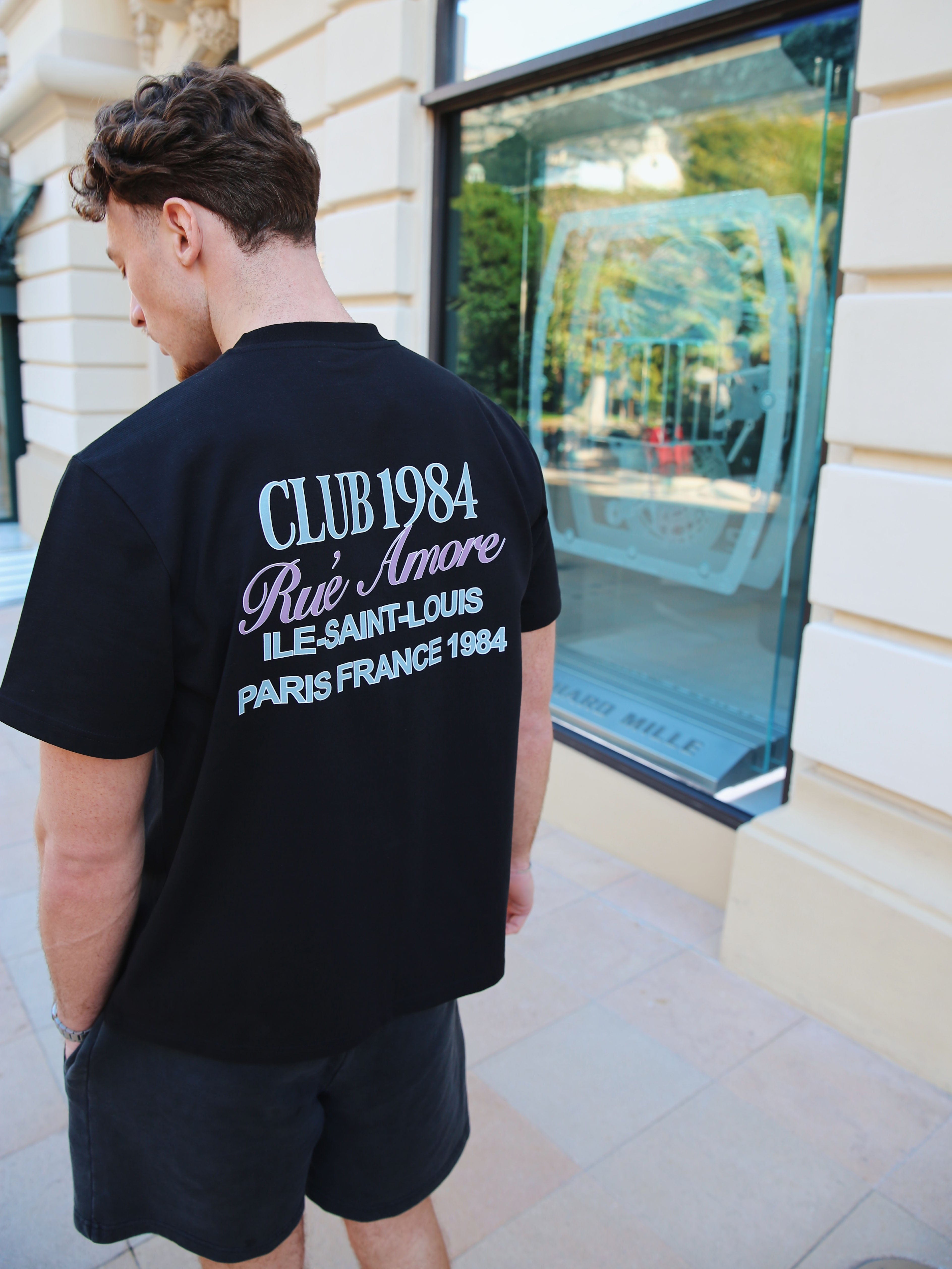 CLUB 1984. Rue Amore Script T-shirt - Black T-Shirt