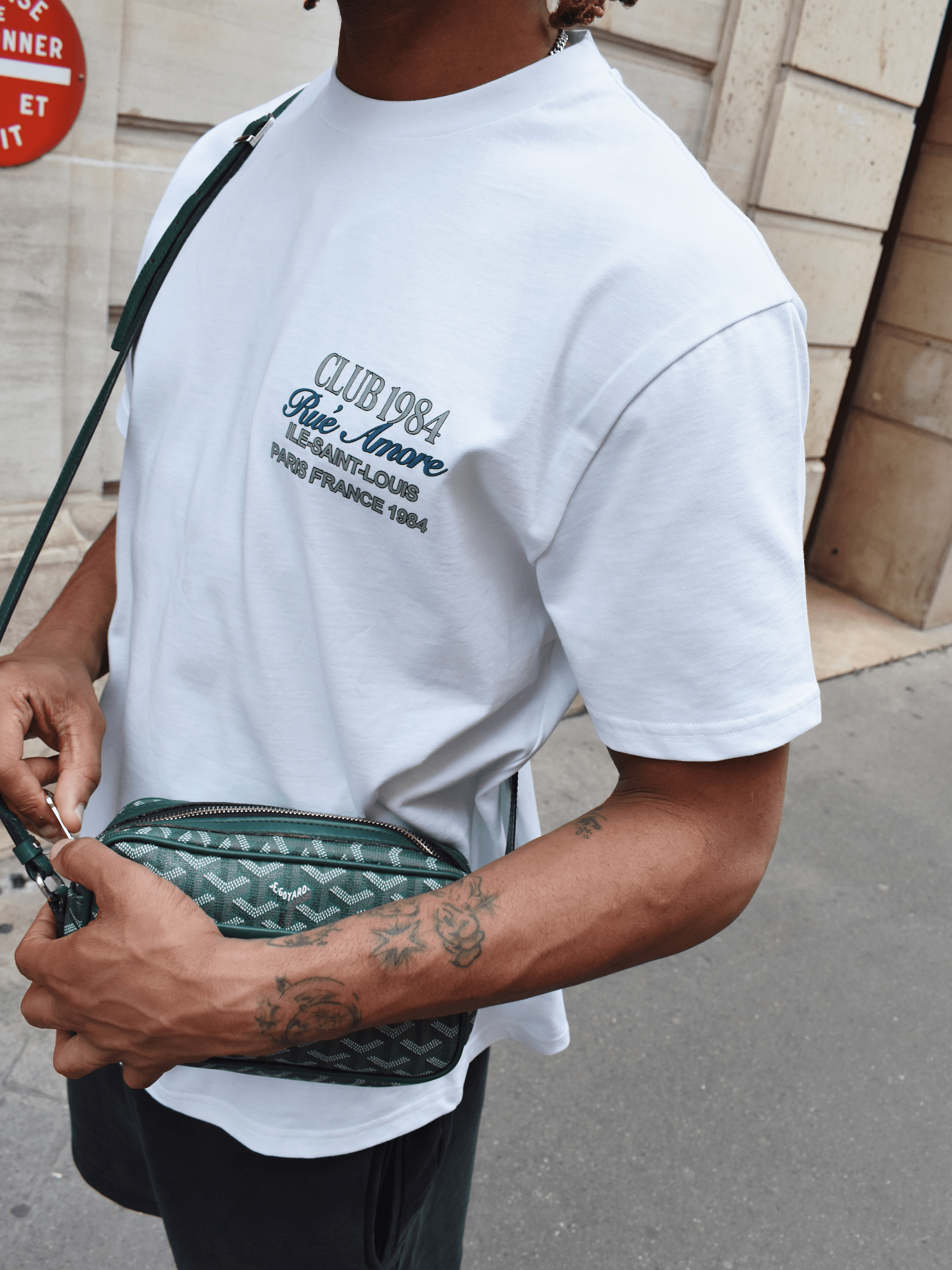 CLUB 1984. Rue Amore Script T-shirt - White T-Shirt