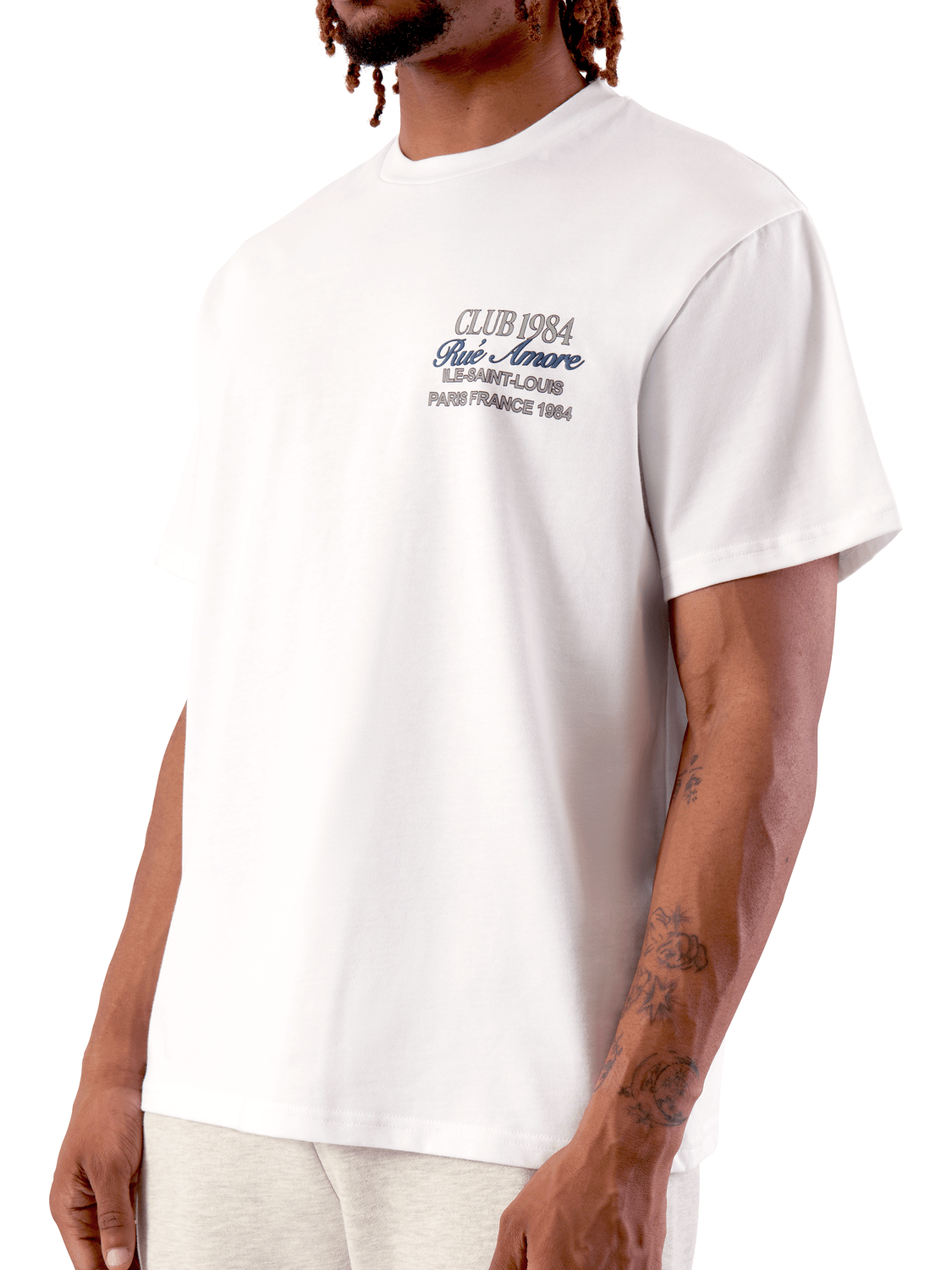 CLUB 1984. Rue Amore Script T-shirt - White T-Shirt
