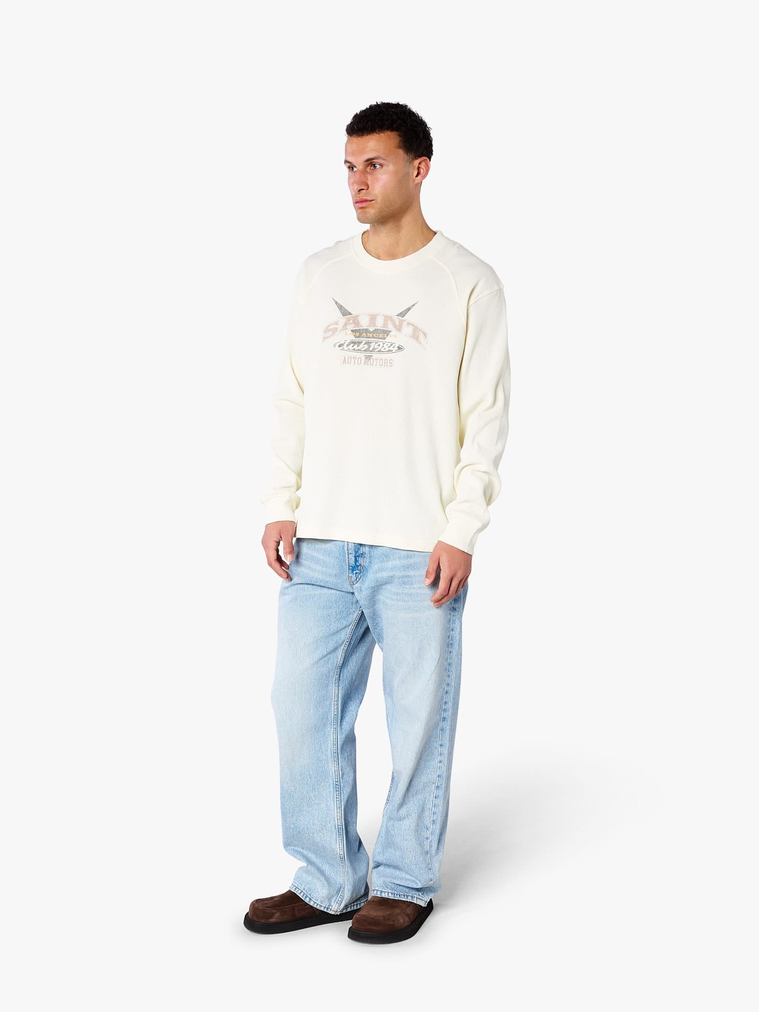 CLUB 1984. Saint Motors Waffle LS T-shirt - Off White T-Shirt