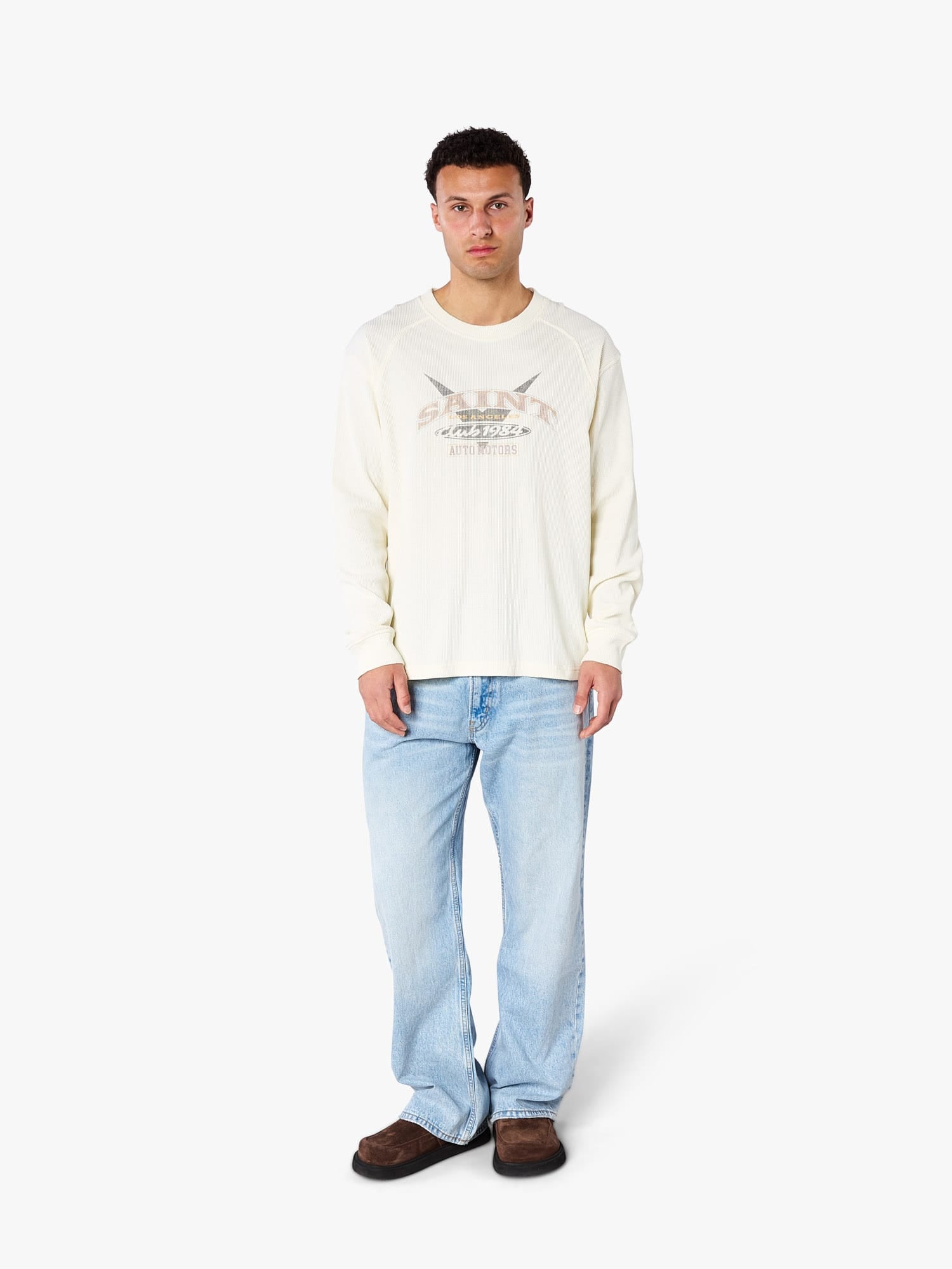 CLUB 1984. Saint Motors Waffle LS T-shirt - Off White T-Shirt