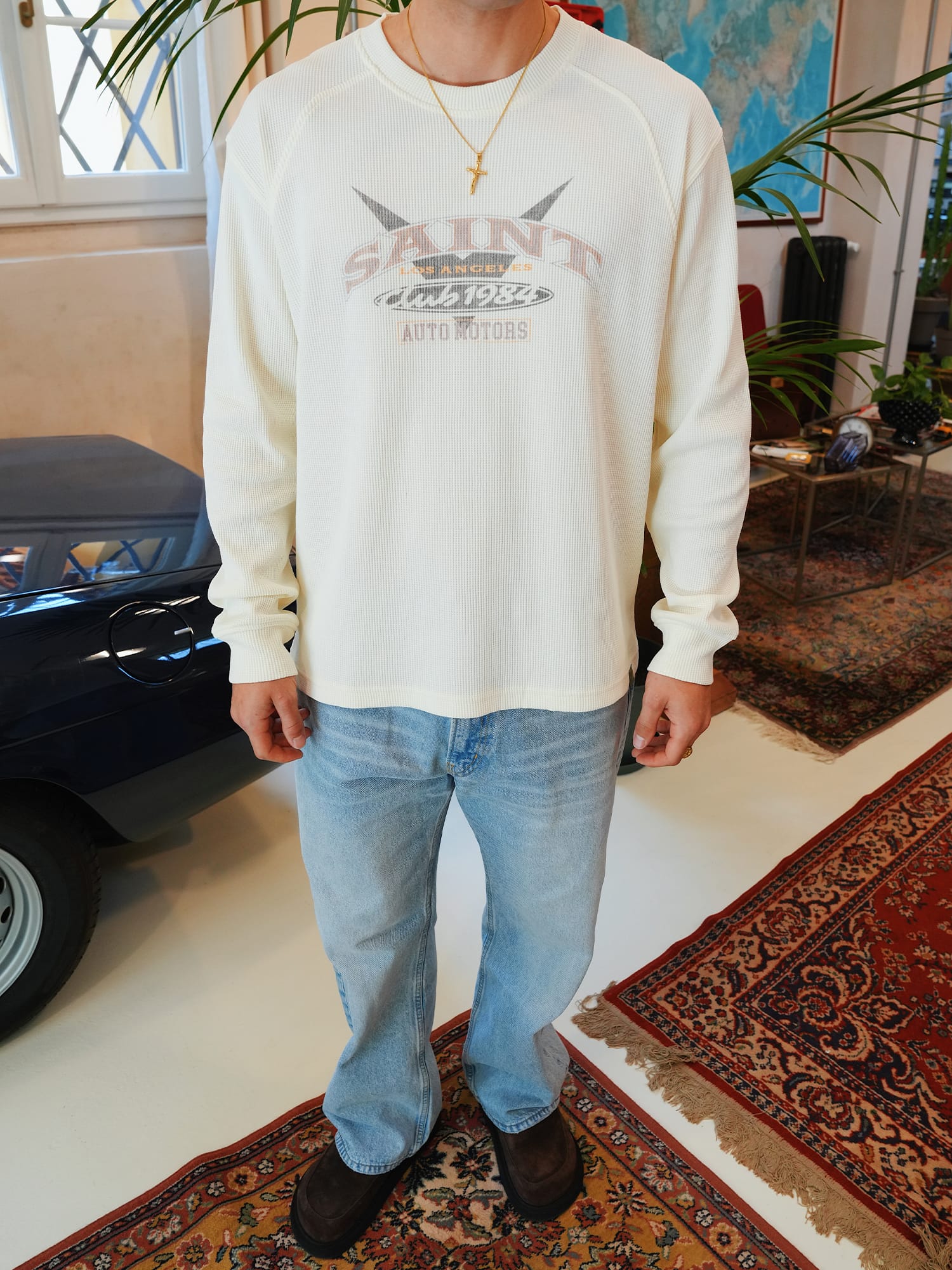CLUB 1984. Saint Motors Waffle LS T-shirt - Off White T-Shirt