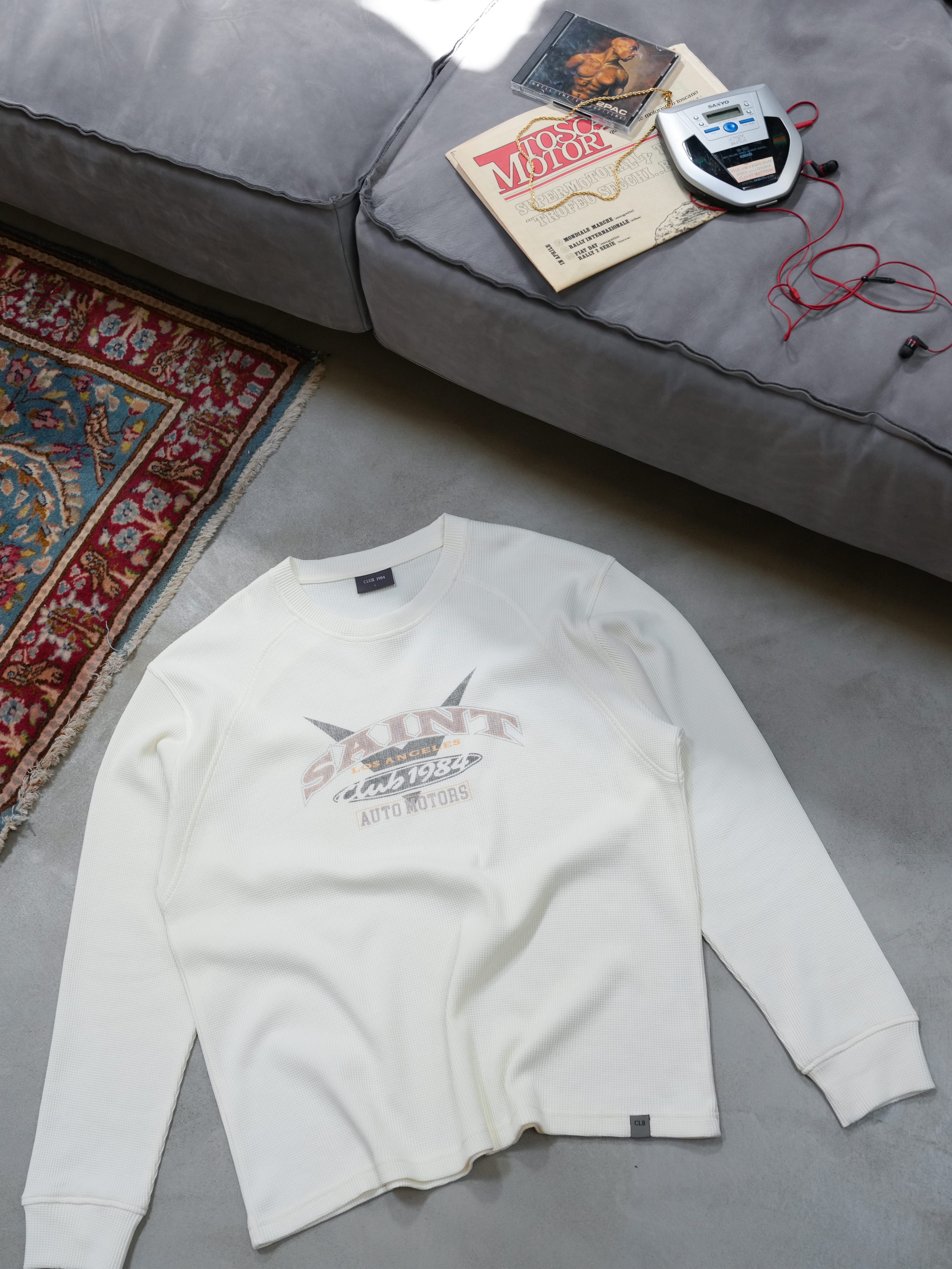 CLUB 1984. Saint Motors Waffle LS T-shirt - Off White T-Shirt