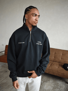 CLUB 1984. Signature 1/4 Zip - Washed Black 1/4 zip