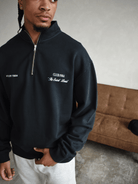 CLUB 1984. Signature 1/4 Zip - Washed Black 1/4 zip