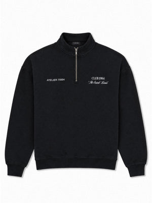 CLUB 1984. Signature 1/4 Zip - Washed Black 1/4 zip