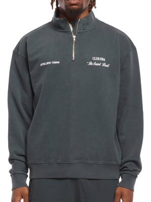 CLUB 1984. Signature 1/4 Zip - Washed Grey 1/4 zip