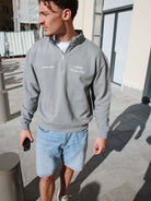 CLUB 1984. Signature 1/4 Zip - Washed Light Grey 1/4 zip