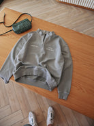 CLUB 1984. Signature 1/4 Zip - Washed Light Grey 1/4 zip