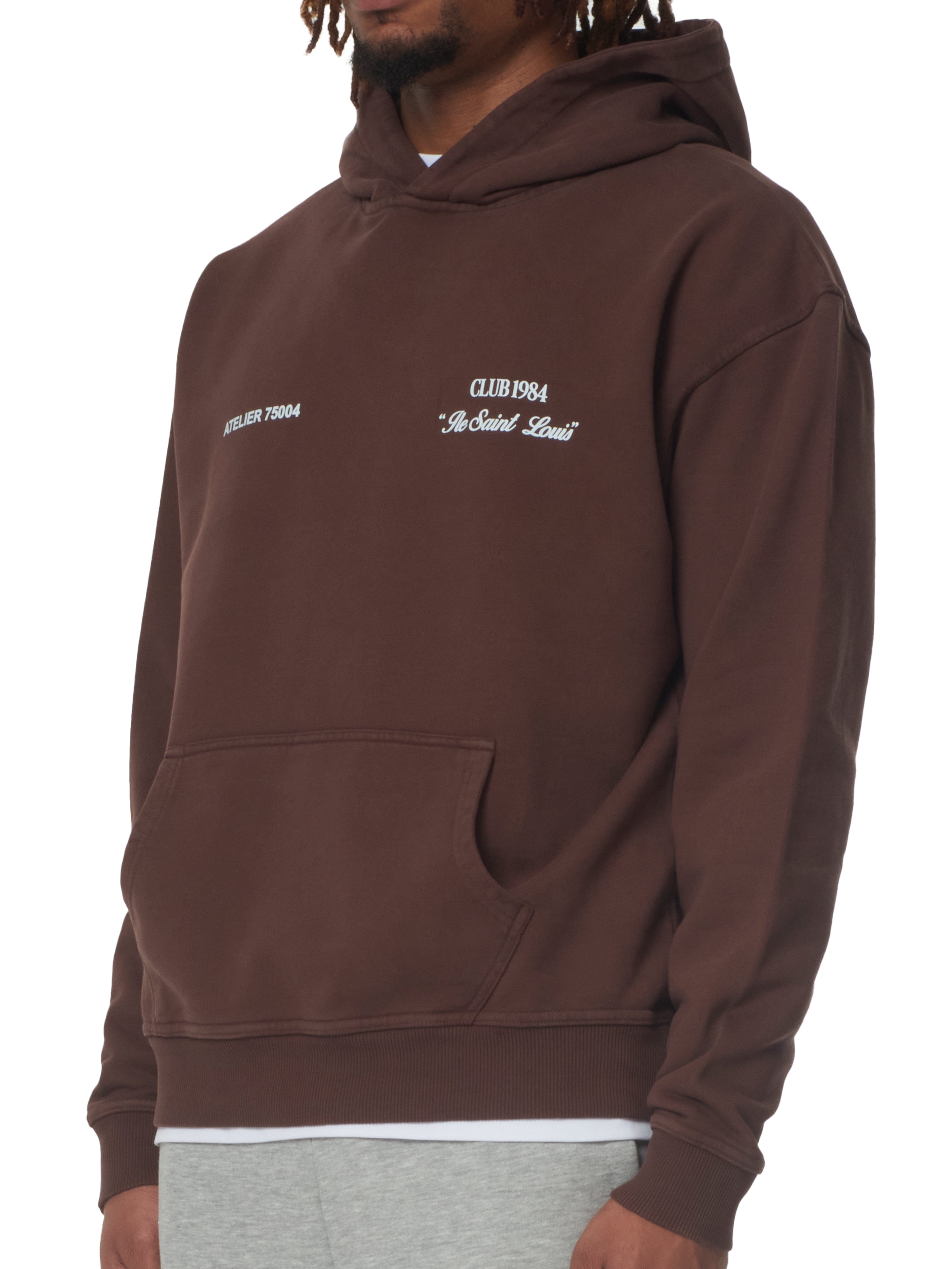 CLUB 1984. Signature Hoodie - Washed Brown Hoodie