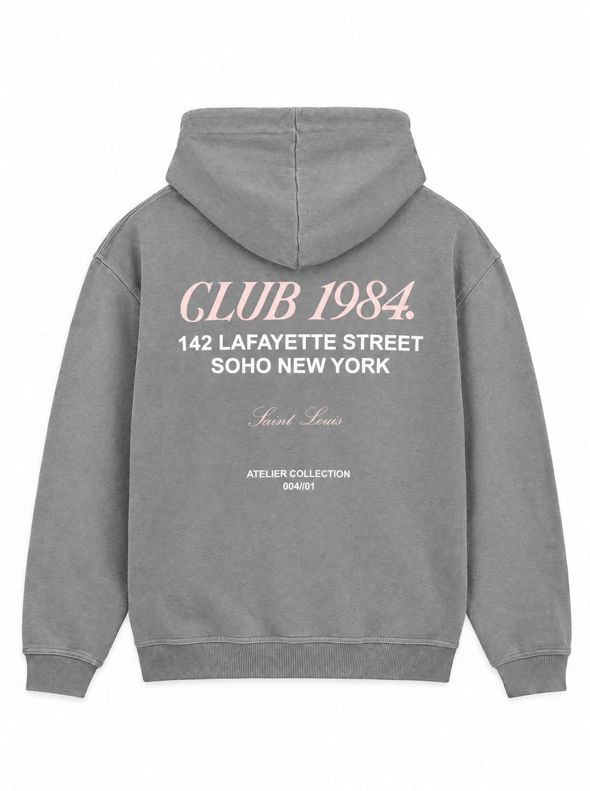 CLUB 1984. Soho Hoodie - Washed Light Grey Hoodie