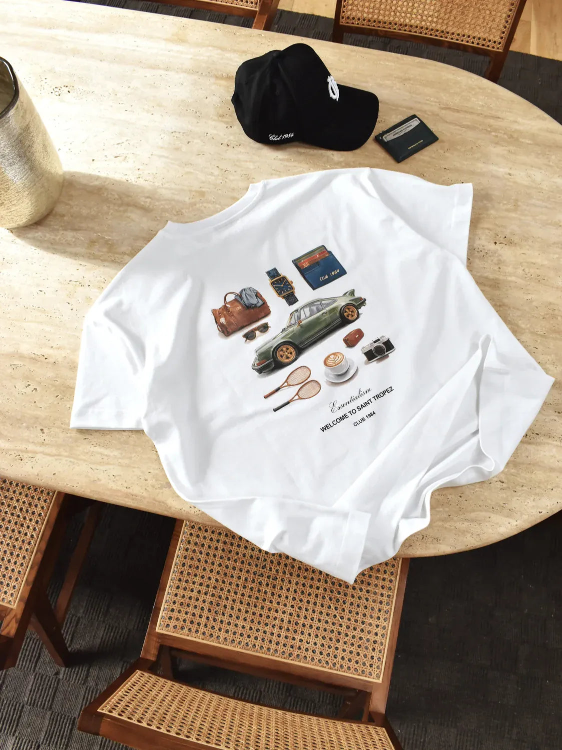 CLUB 1984. ST Tropez Road Trip T-shirt - White T-Shirt