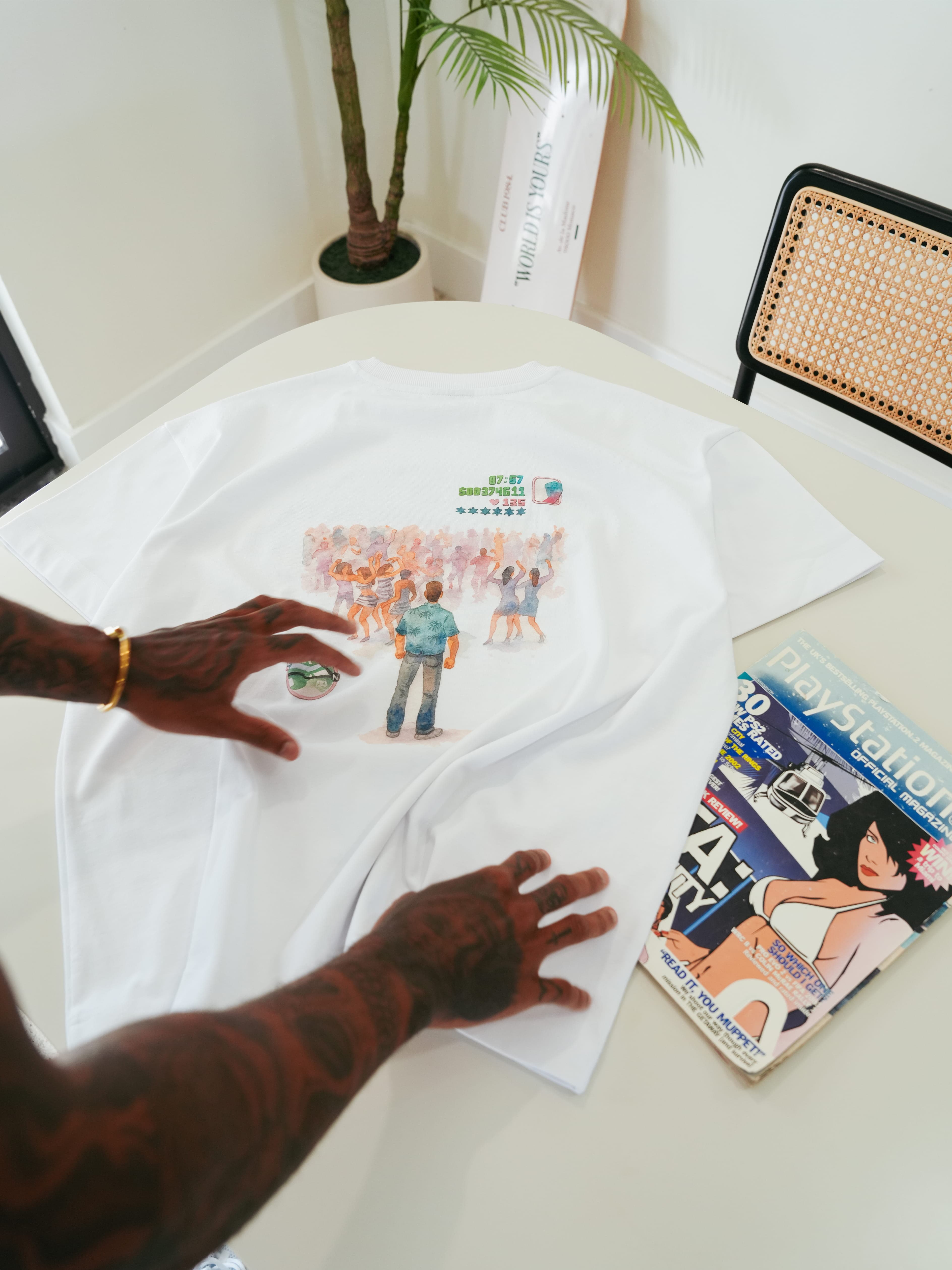 CLUB 1984. Vice City Nights T-shirt - White T-Shirt