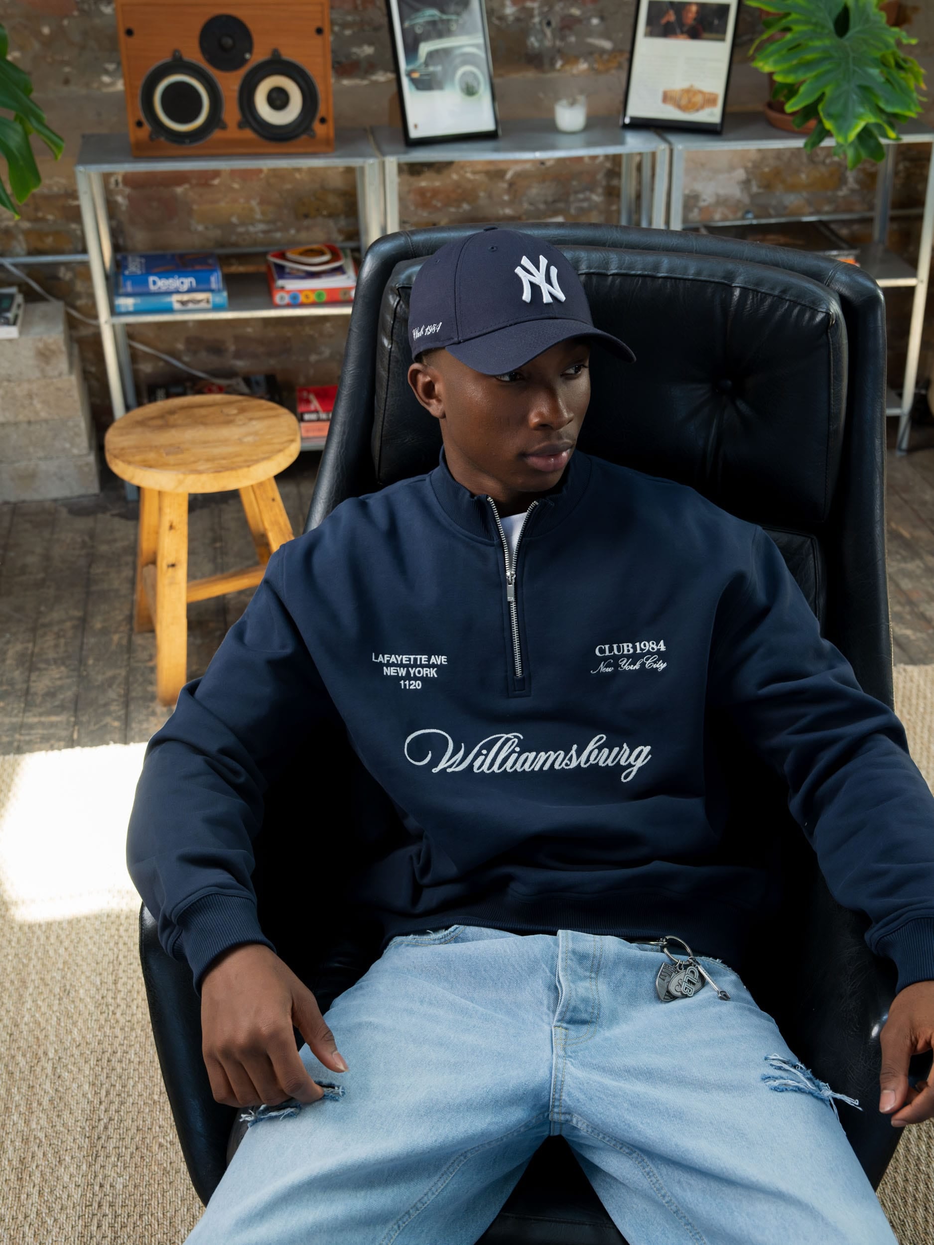 CLUB 1984. Williamsburg 1/4 Zip - Navy 1/4 zip